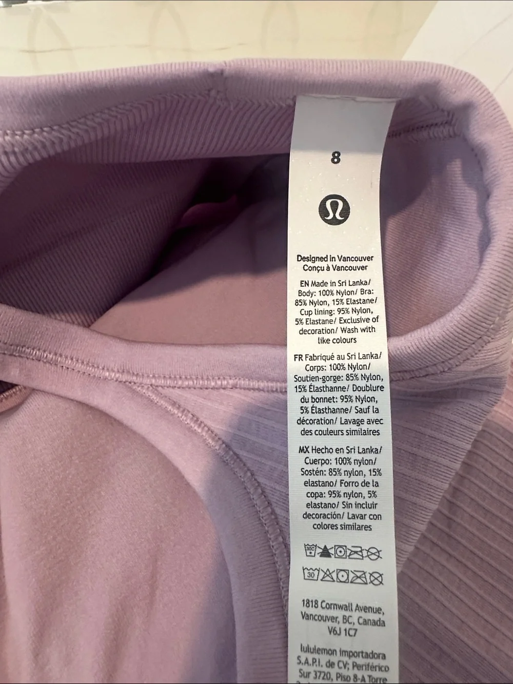 NWT Lululemon Ebb to Street Top (lilac play) lavender sz 8